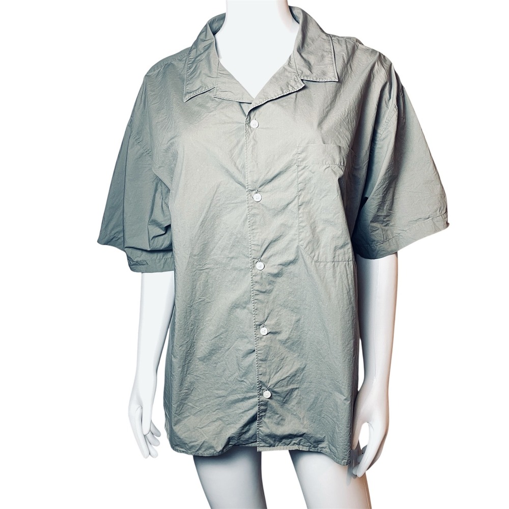 Frame Mens Organic Cotton Short Sleeve Button Down Shirt light Gray XL LMSH0403